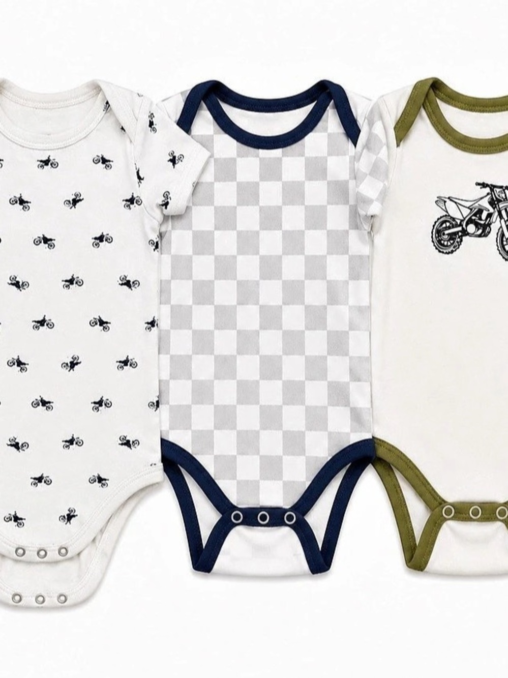 Hudson Baby Dirt Bike Cotton Bodysuits Baby Bodysuit 3-Piece Set